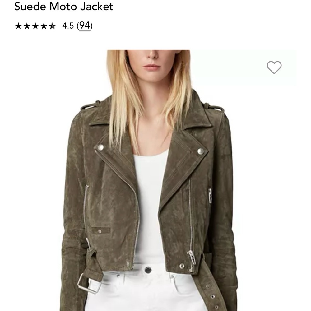 Blank NYC Green Leather Moto Jacket with Notched Lapel